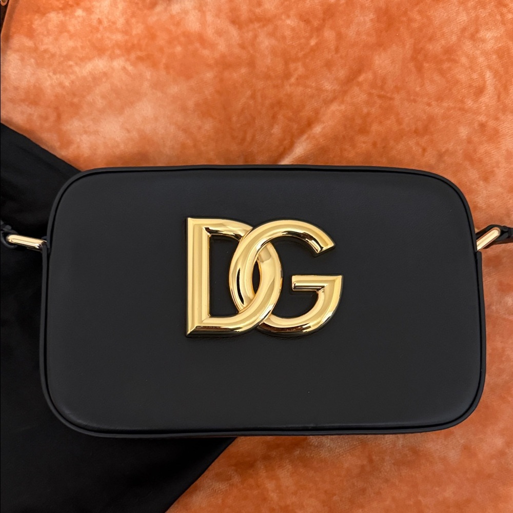 Dolce & Gabbana Black Crossbody Bag with Gold Logo